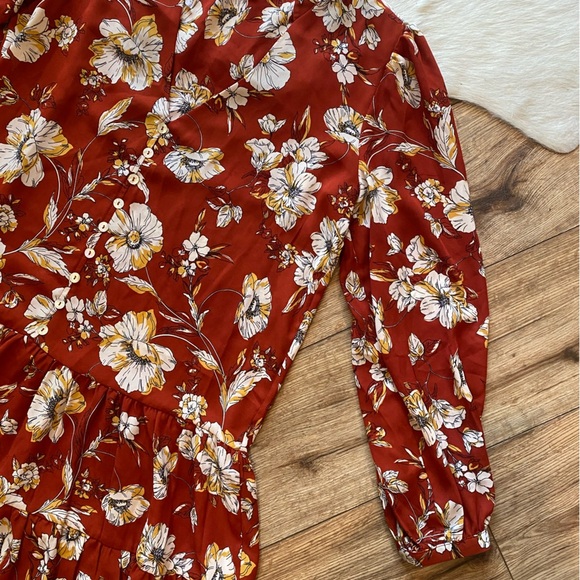 Emma and Michele dress long-sleeved, rust-colored with a floral pattern - Picture 4 of 10